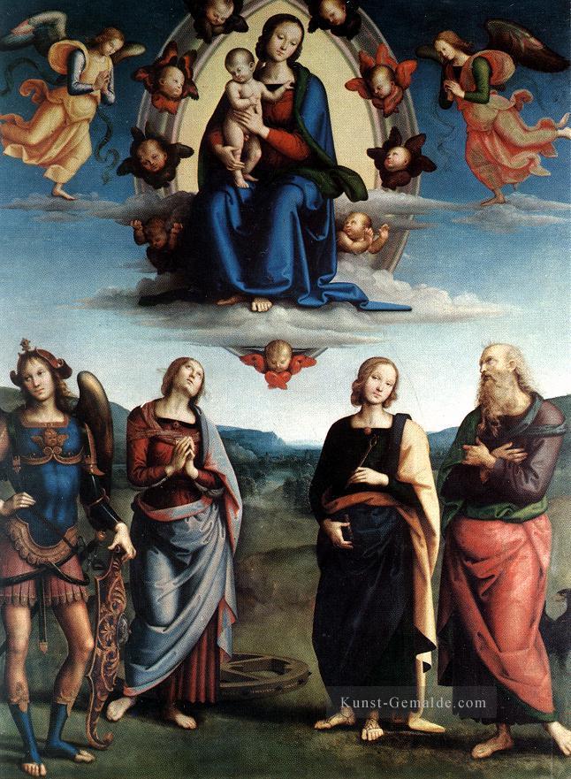 Madonna in der Glorie mit dem Kind und den Heiligen Renaissance Pietro Perugino Ölgemälde